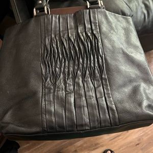 Black leather Calvin Klein leather tote.